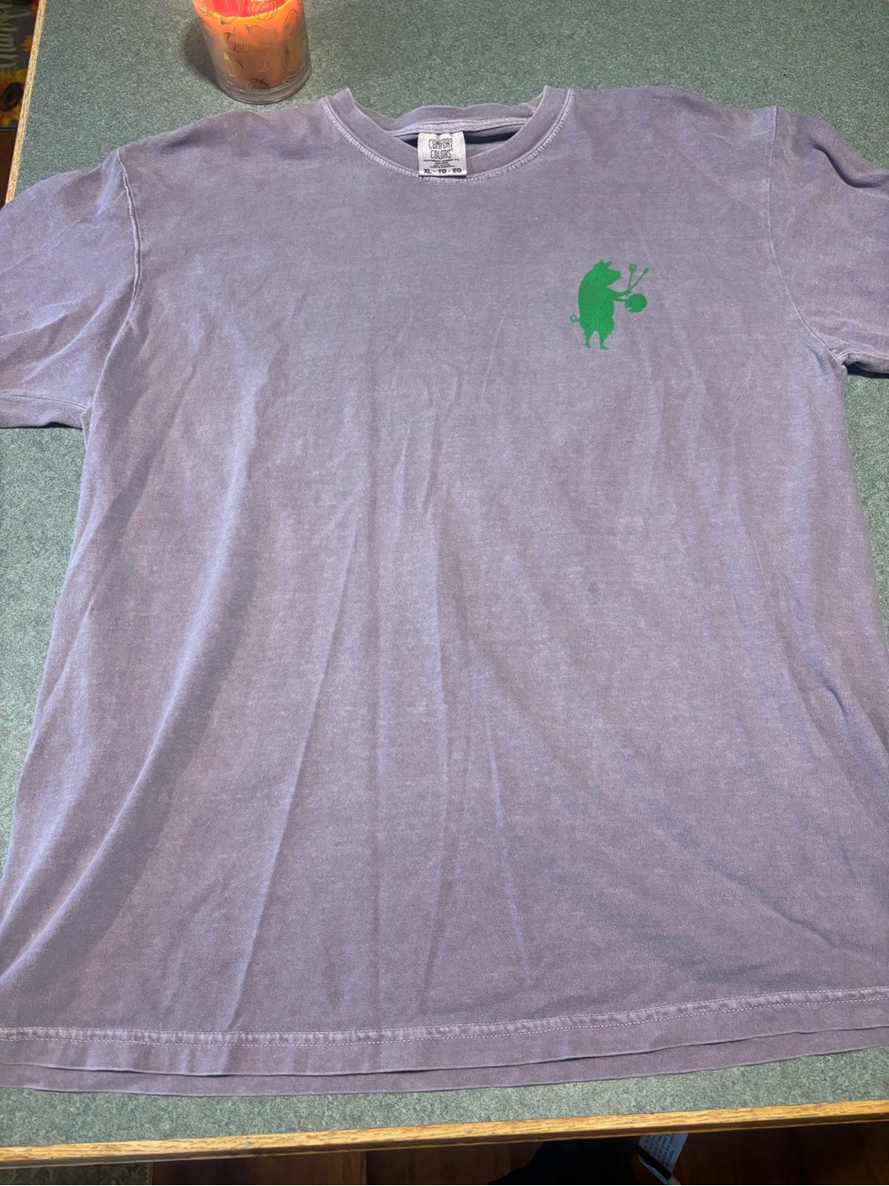 Comfort Colors Lavender Short Sleeve Tee with Green Chest Logo